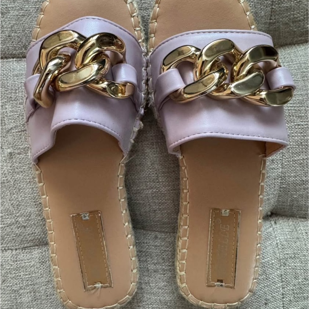 Gold Chain Lilac Slide Sandals